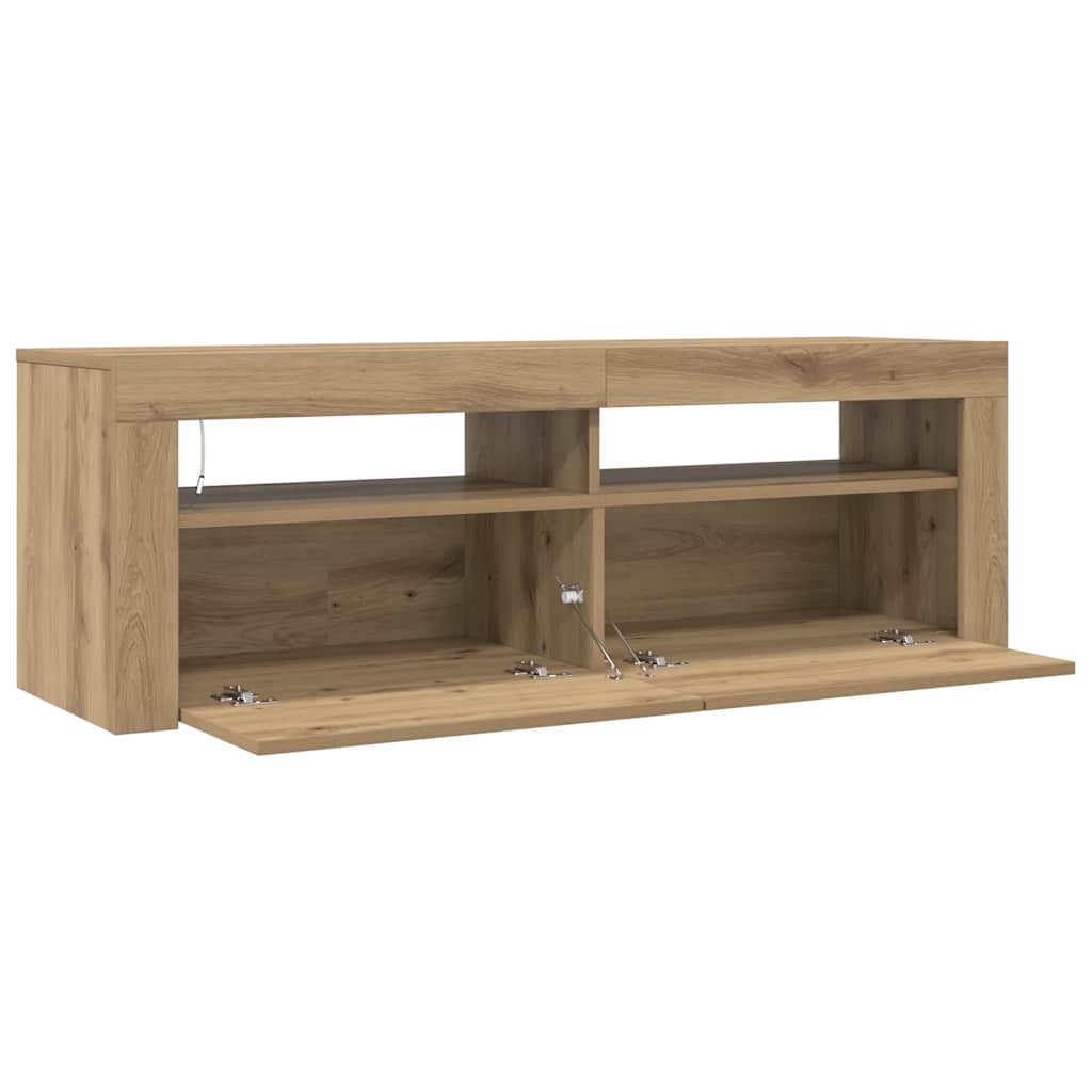 Meuble TV avec lumières LED chêne artisanal bois d'ingénierie - XIOS