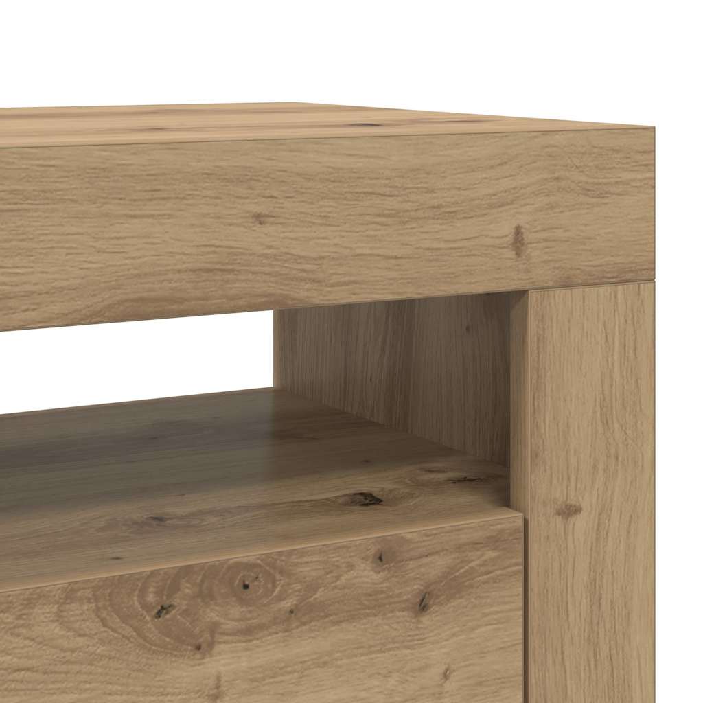 Meuble TV avec lumières LED chêne artisanal bois d'ingénierie - XIOS