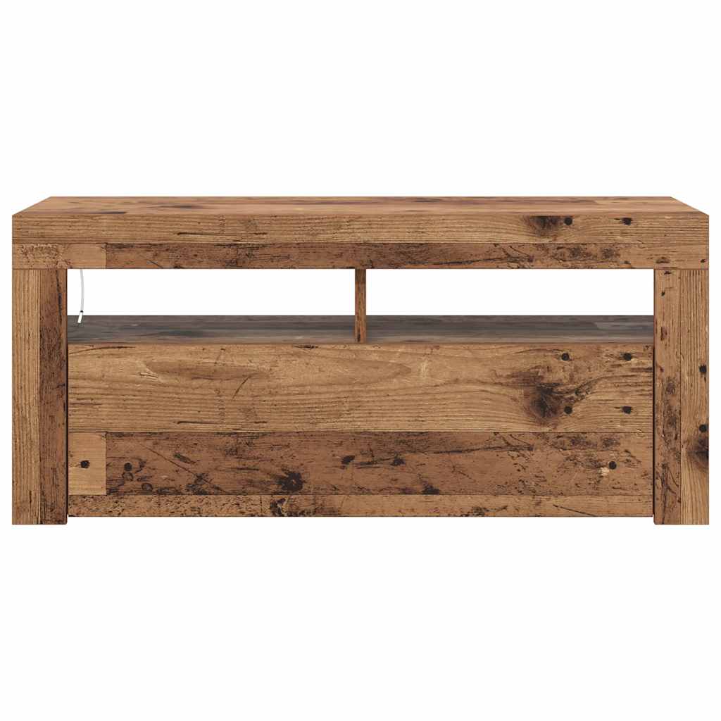 Meuble TV avec lumières LED vieux bois bois d'ingénierie - XIOS
