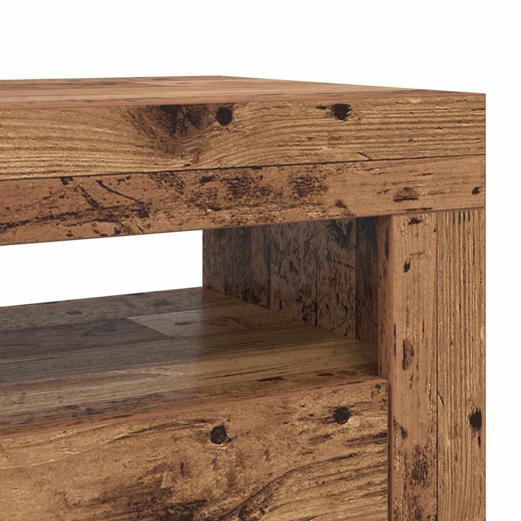 Meuble TV avec lumières LED vieux bois bois d'ingénierie - XIOS