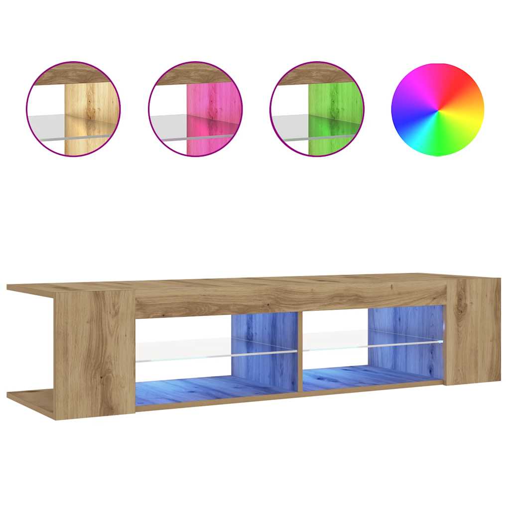 Meuble TV avec lumières LED chêne artisanal bois d'ingénierie Meubles TV vidaXL   