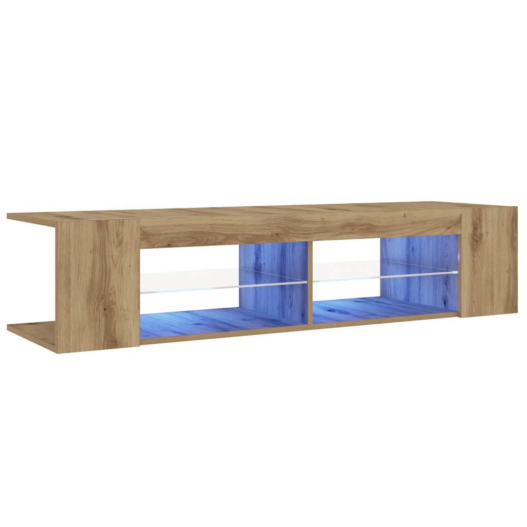 Meuble TV avec lumières LED chêne artisanal bois d'ingénierie Meubles TV vidaXL   