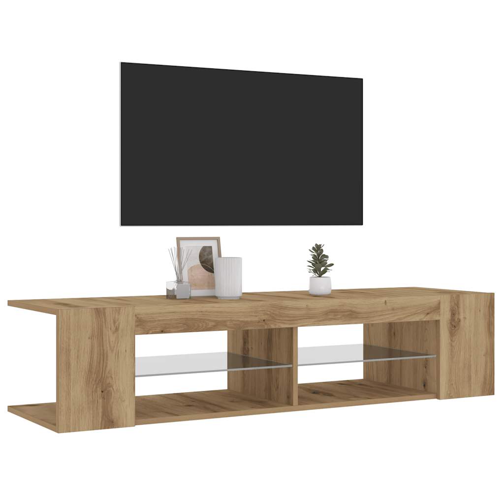 Meuble TV avec lumières LED chêne artisanal bois d'ingénierie Meubles TV vidaXL   