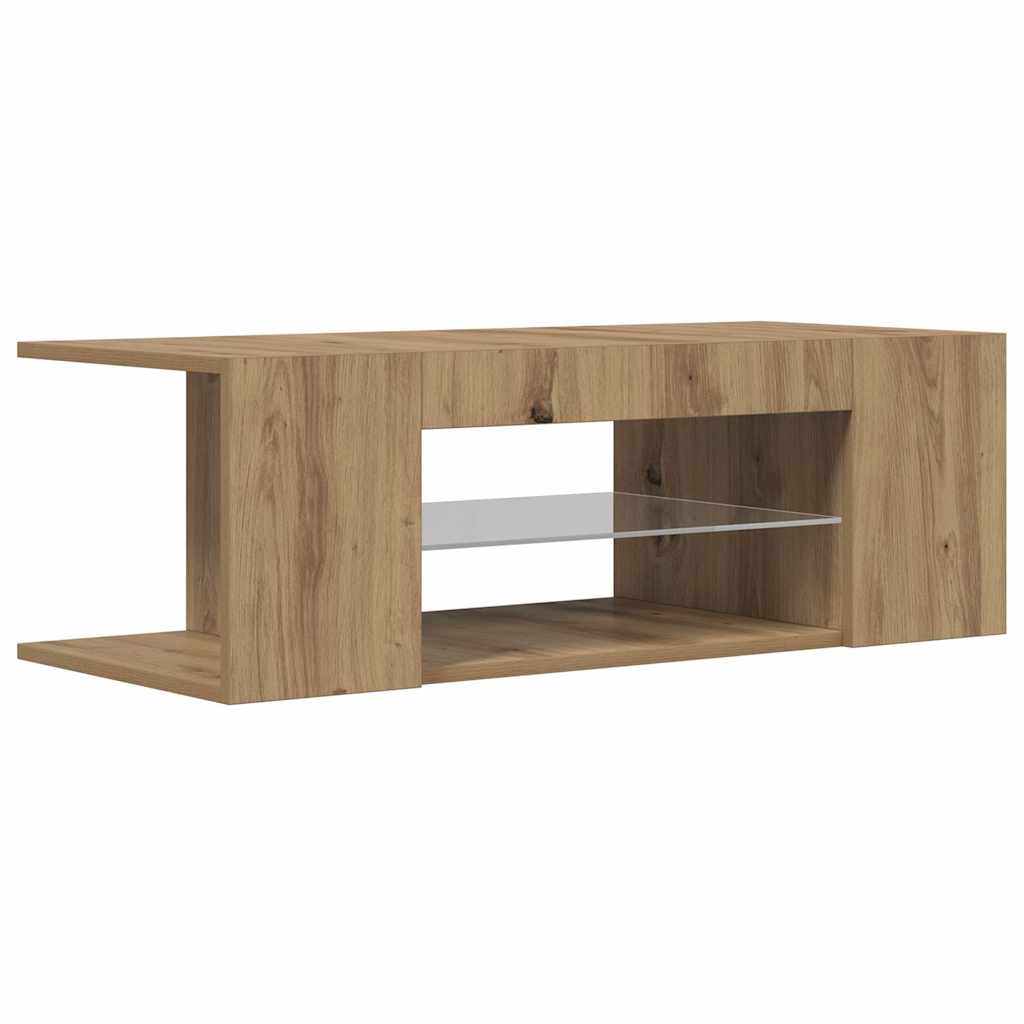 Meuble TV avec lumières LED chêne artisanal bois d'ingénierie - XIOS