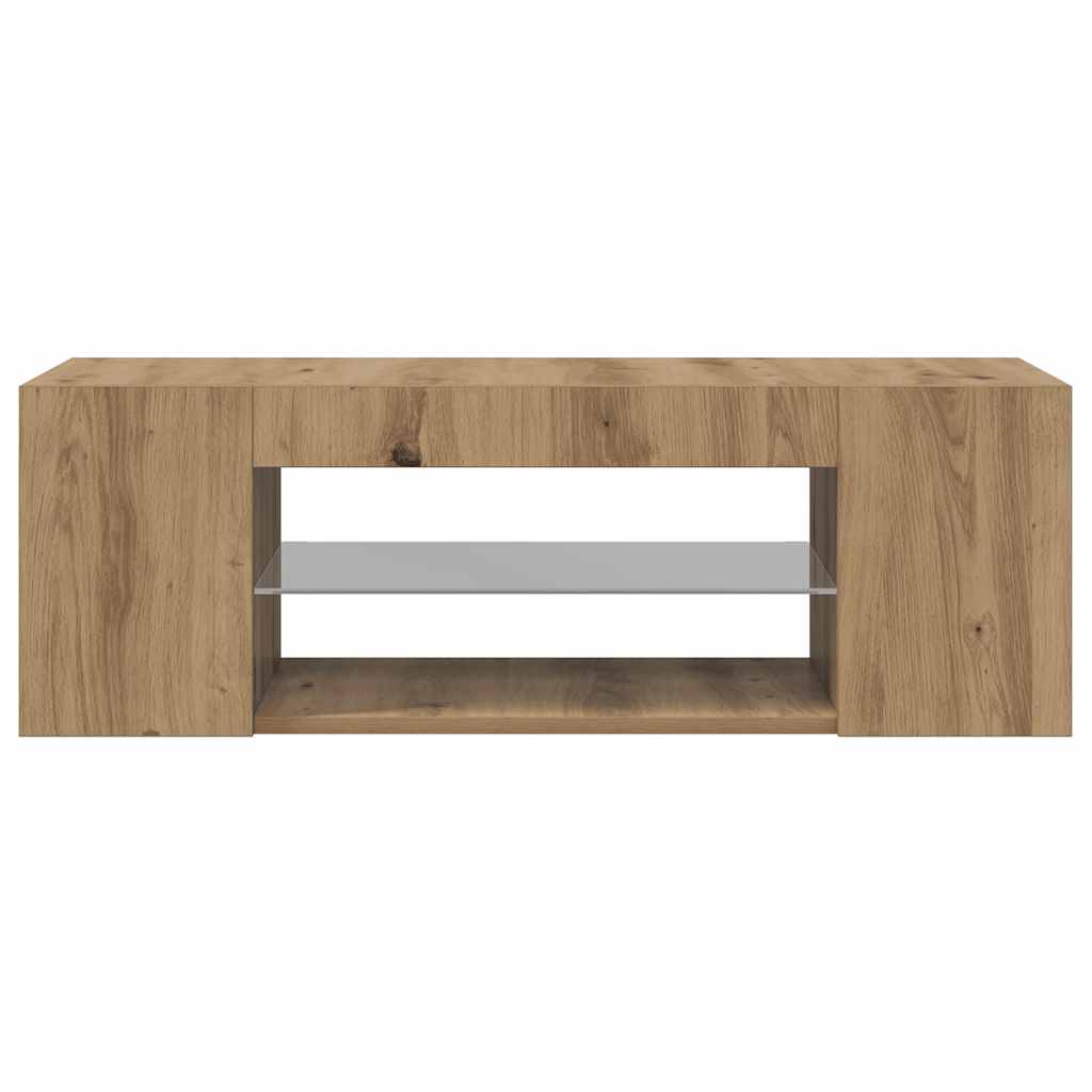Meuble TV avec lumières LED chêne artisanal bois d'ingénierie - XIOS