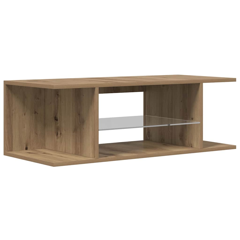 Meuble TV avec lumières LED chêne artisanal bois d'ingénierie - XIOS
