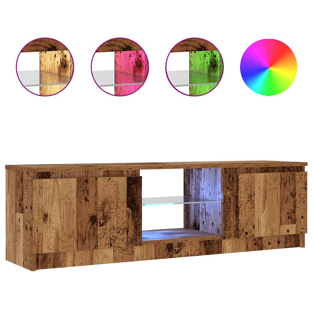 Meuble TV avec lumières LED vieux bois bois d'ingénierie - XIOS