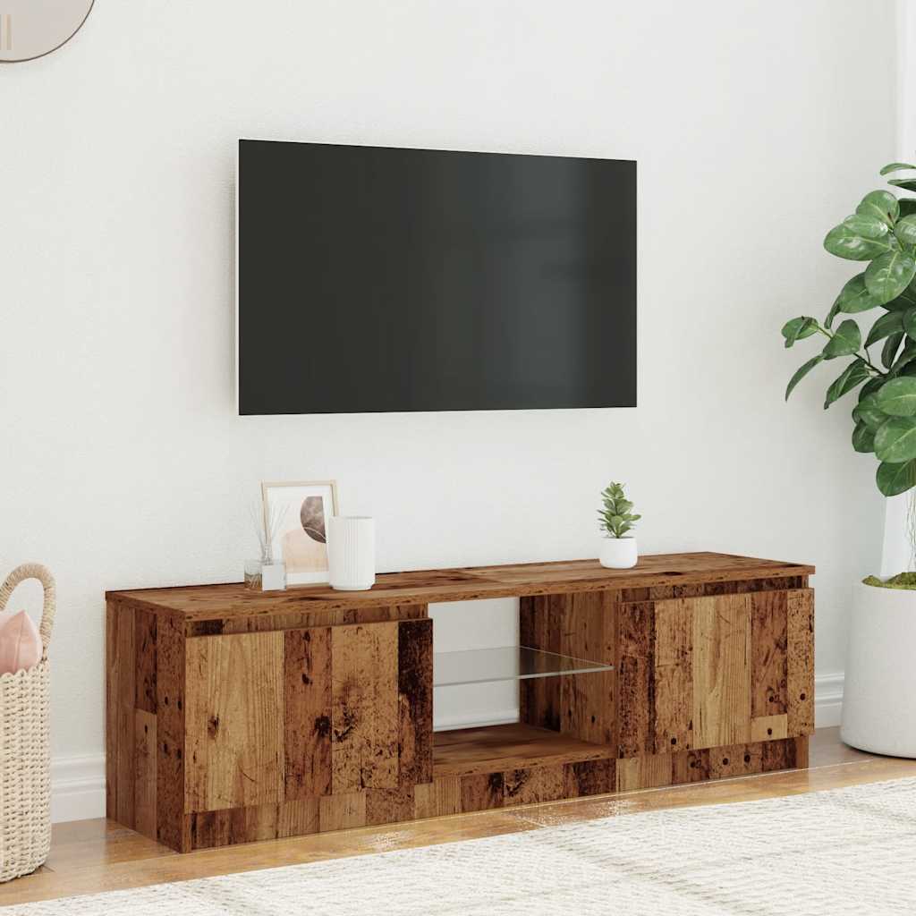 Meuble TV avec lumières LED vieux bois bois d'ingénierie - XIOS