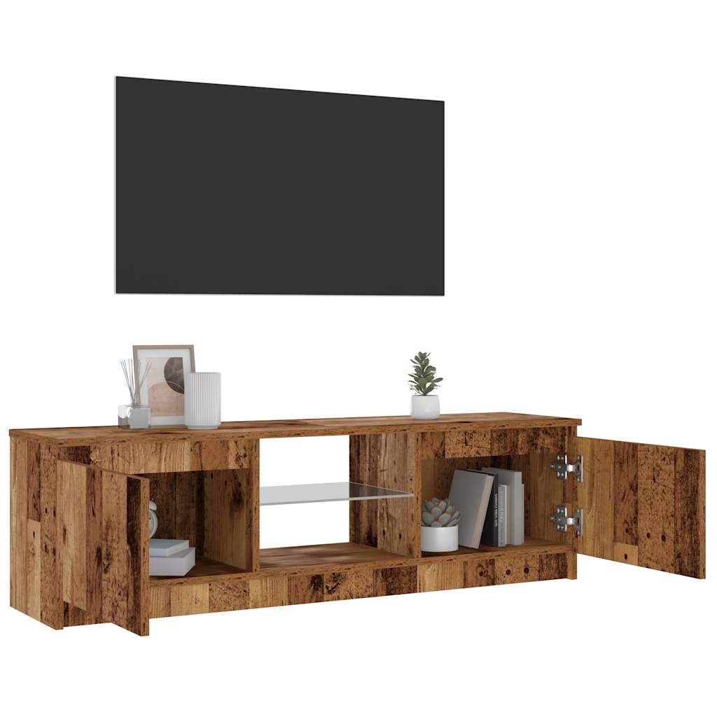 Meuble TV avec lumières LED vieux bois bois d'ingénierie - XIOS