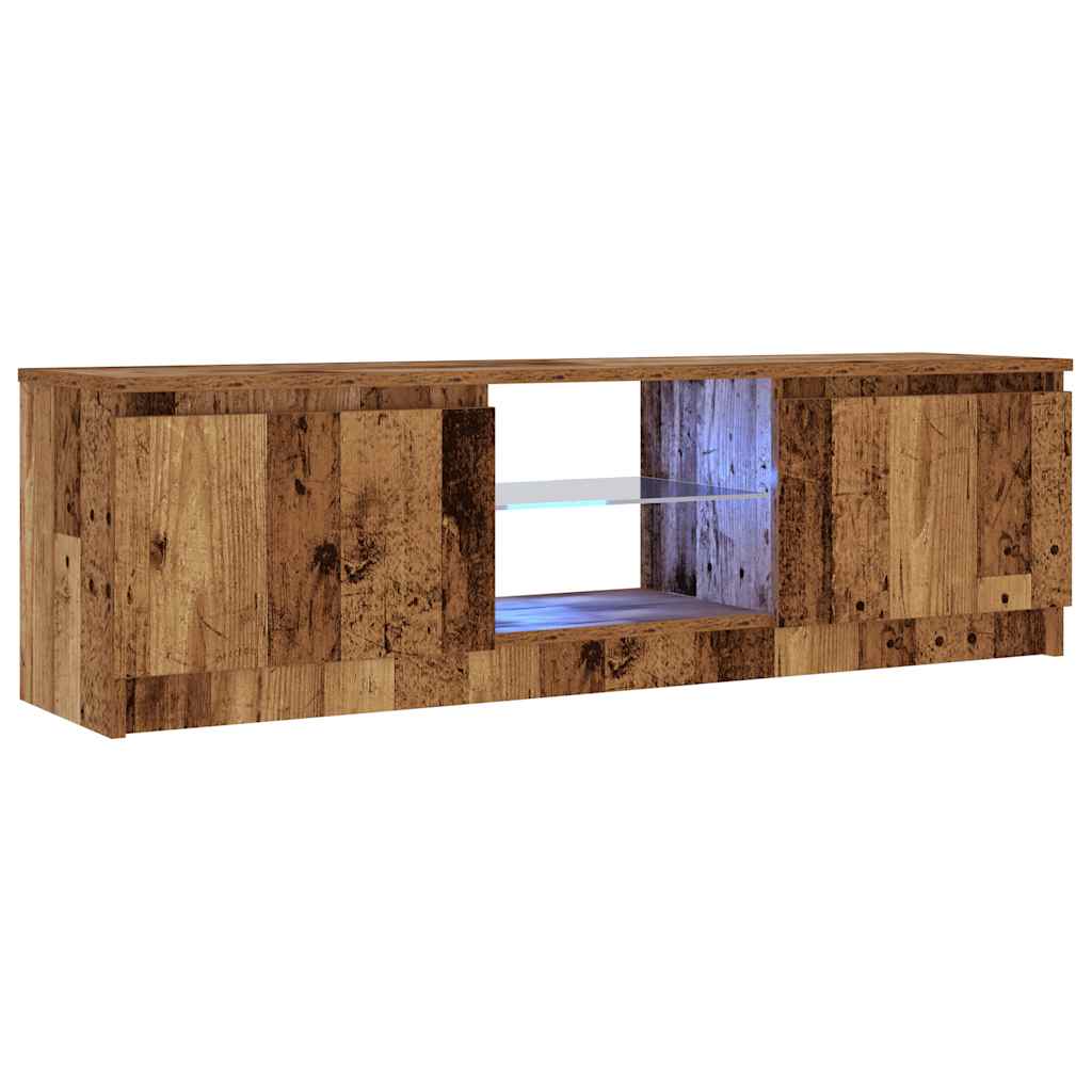 Meuble TV avec lumières LED vieux bois bois d'ingénierie - XIOS