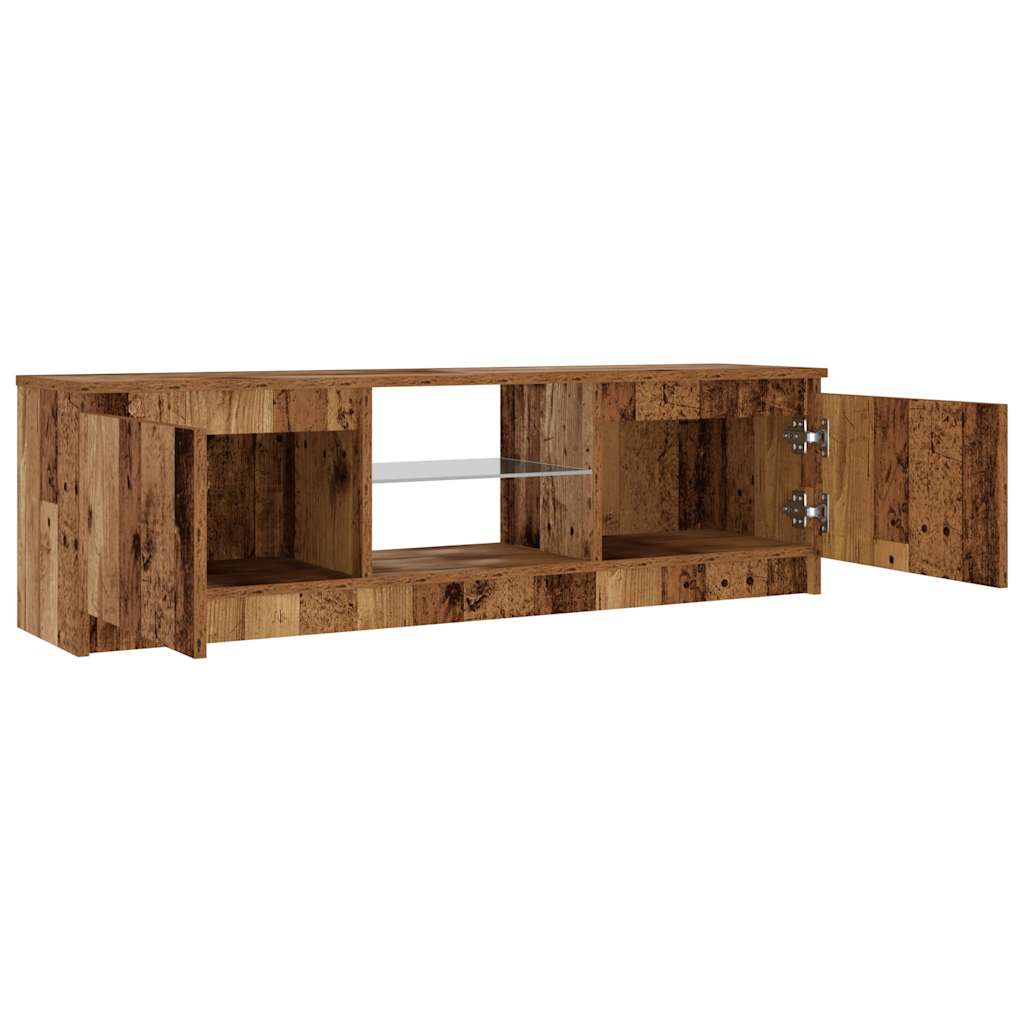 Meuble TV avec lumières LED vieux bois bois d'ingénierie - XIOS