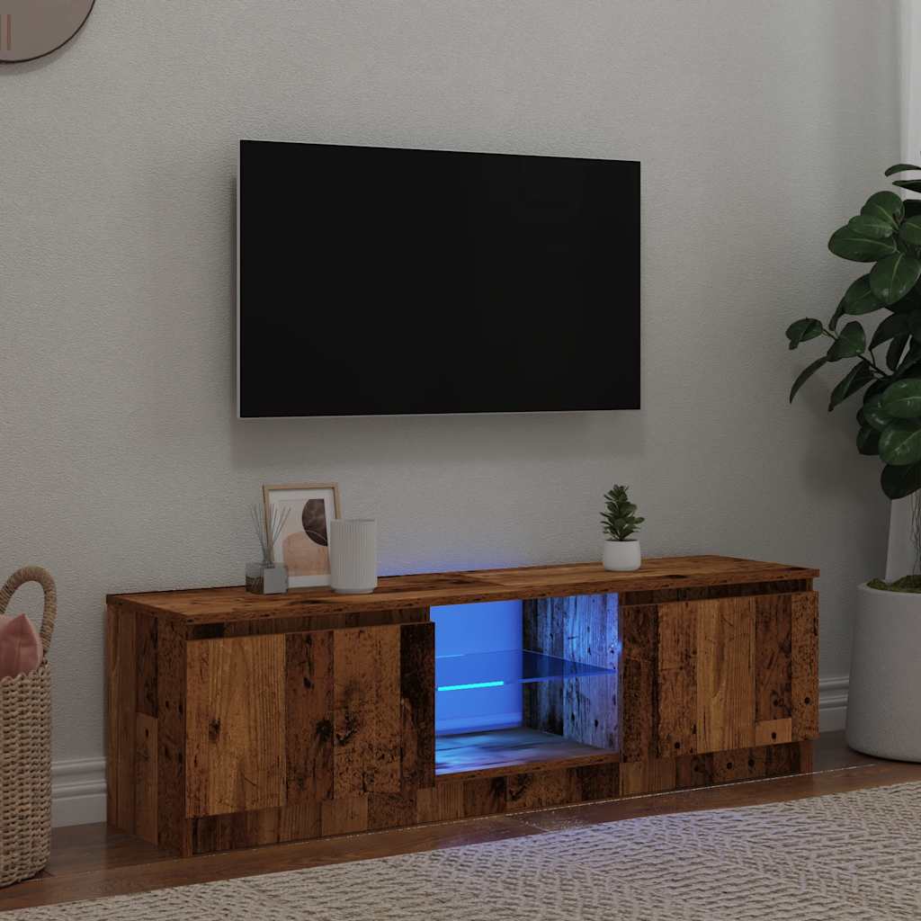 Meuble TV avec lumières LED vieux bois bois d'ingénierie - XIOS