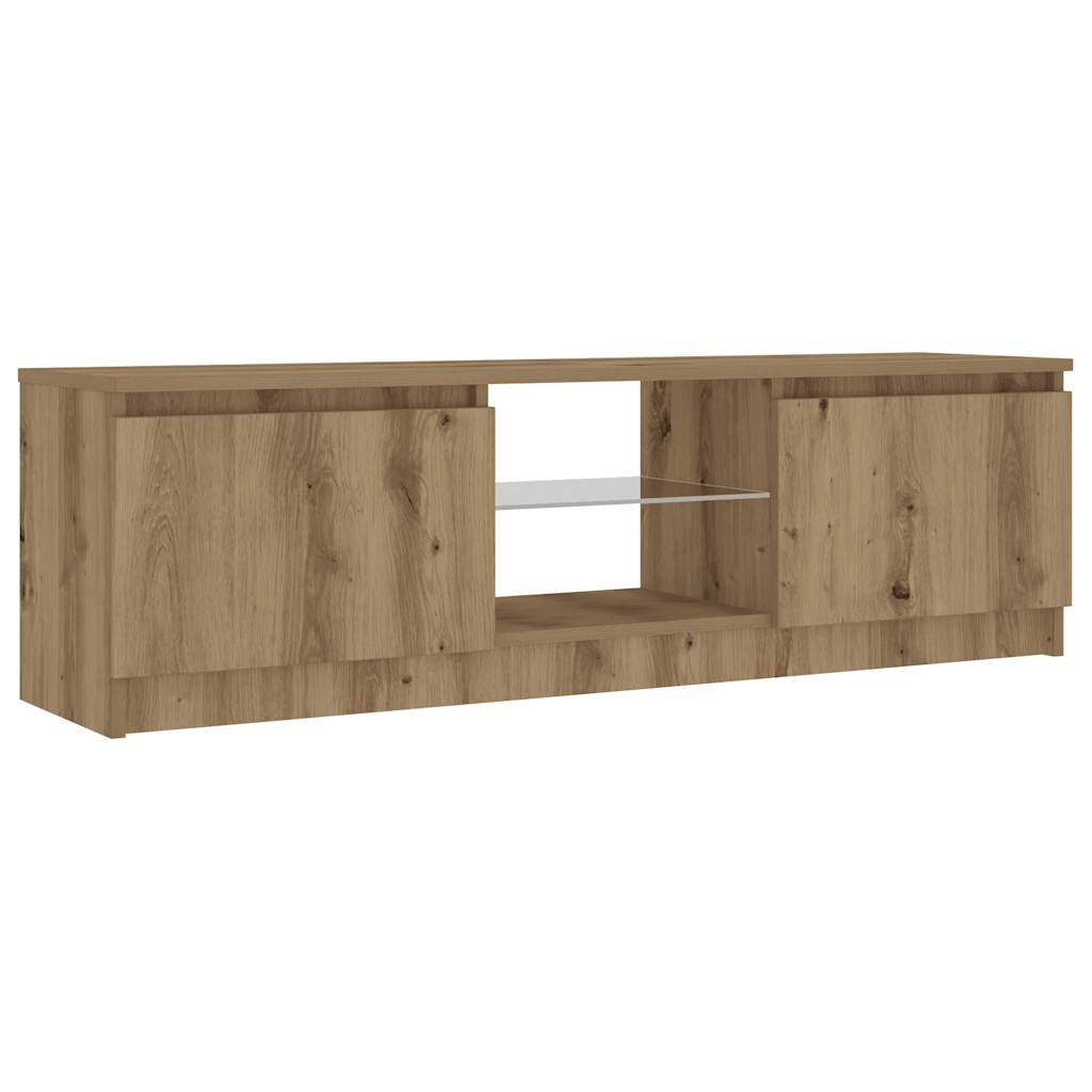 Meuble TV avec lumières LED chêne artisanal bois d'ingénierie - XIOS