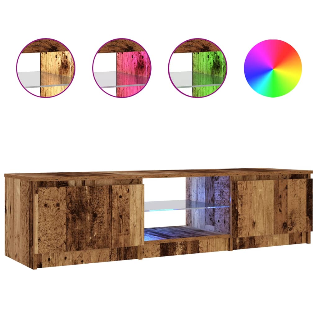 Meuble TV avec lumières LED vieux bois bois d'ingénierie Meubles TV vidaXL   
