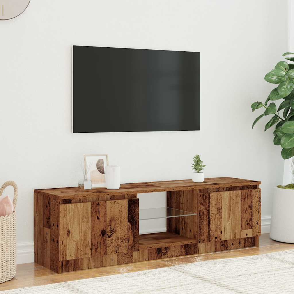 Meuble TV avec lumières LED vieux bois bois d'ingénierie Meubles TV vidaXL   