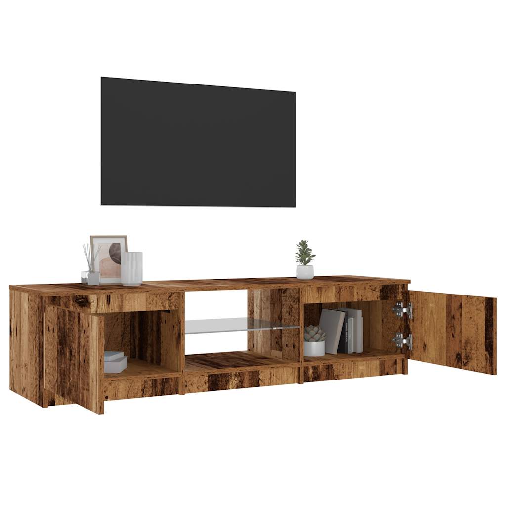 Meuble TV avec lumières LED vieux bois bois d'ingénierie Meubles TV vidaXL   