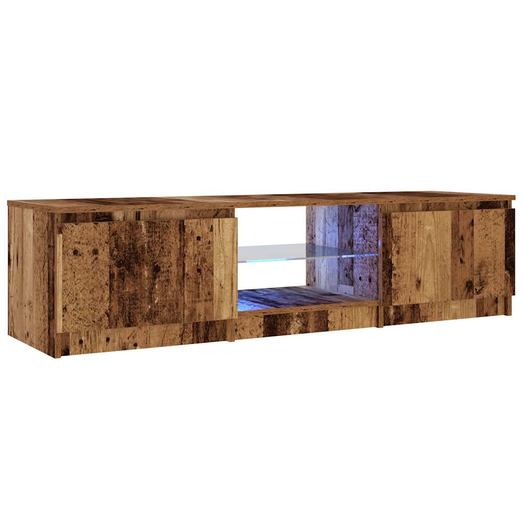 Meuble TV avec lumières LED vieux bois bois d'ingénierie Meubles TV vidaXL   