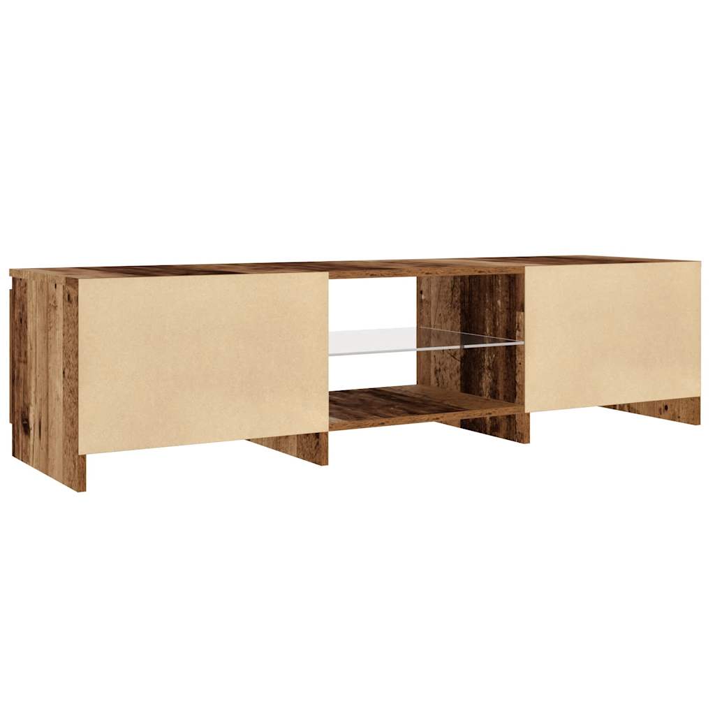Meuble TV avec lumières LED vieux bois bois d'ingénierie Meubles TV vidaXL   