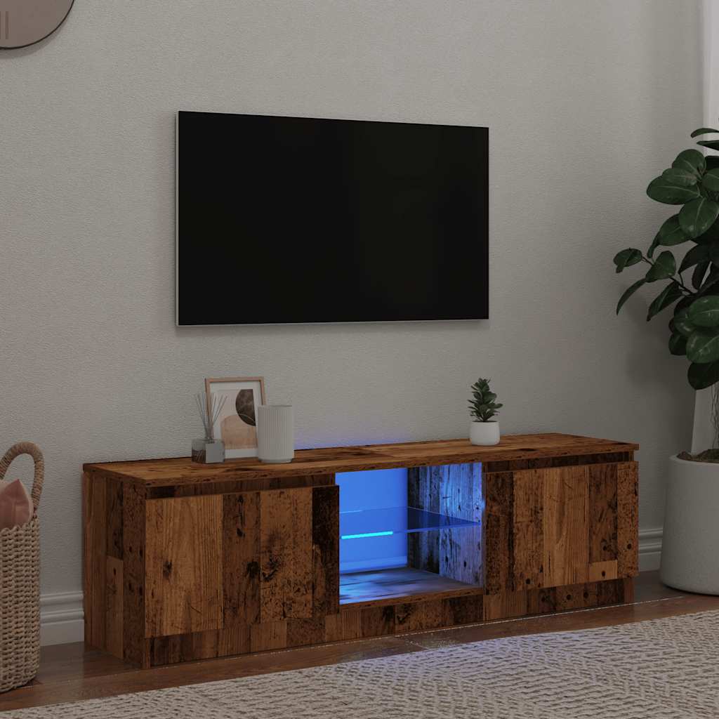 Meuble TV avec lumières LED vieux bois bois d'ingénierie Meubles TV vidaXL   