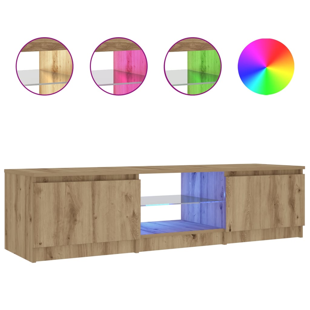 Meuble TV avec lumières LED chêne artisanal bois d'ingénierie Meubles TV vidaXL   