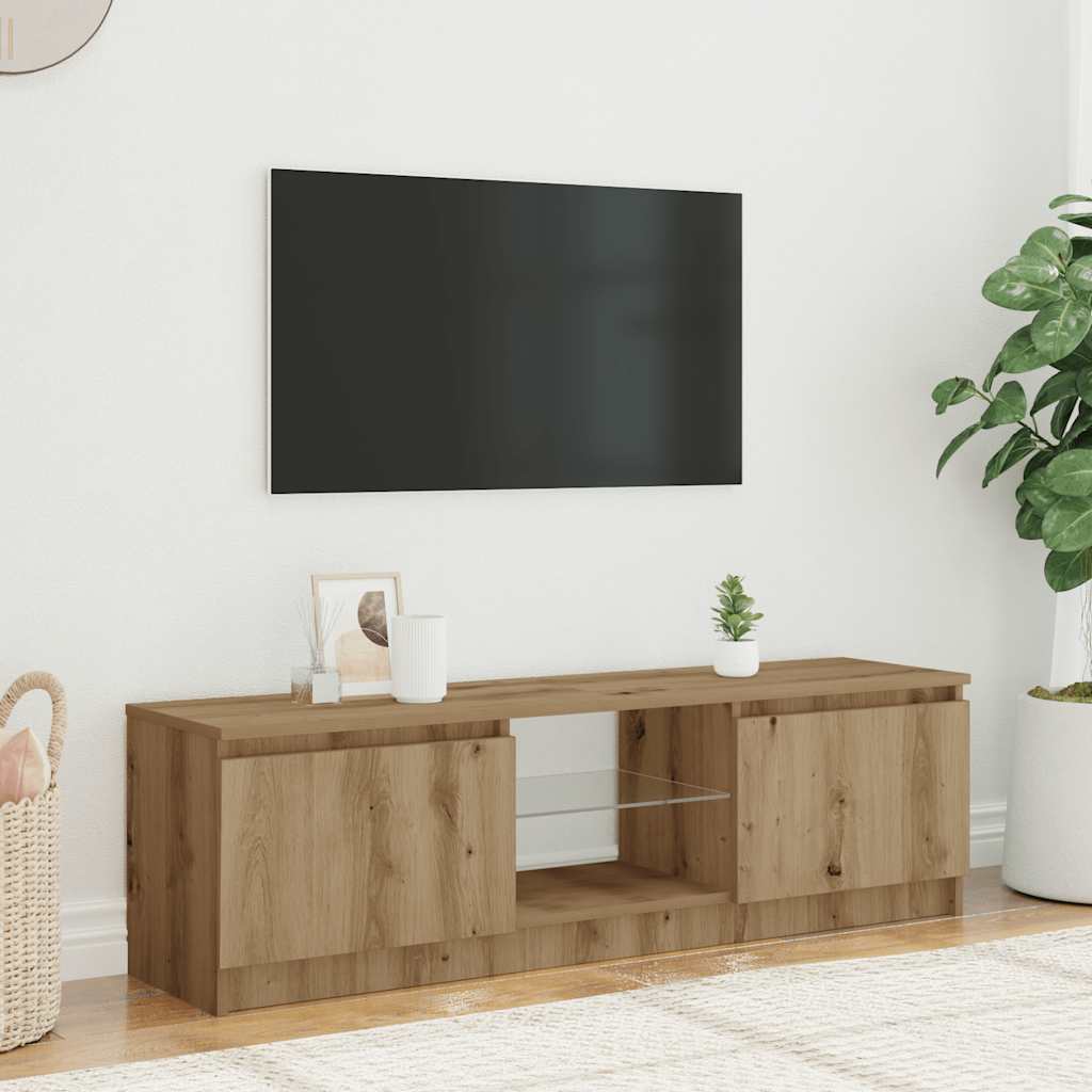 Meuble TV avec lumières LED chêne artisanal bois d'ingénierie Meubles TV vidaXL   