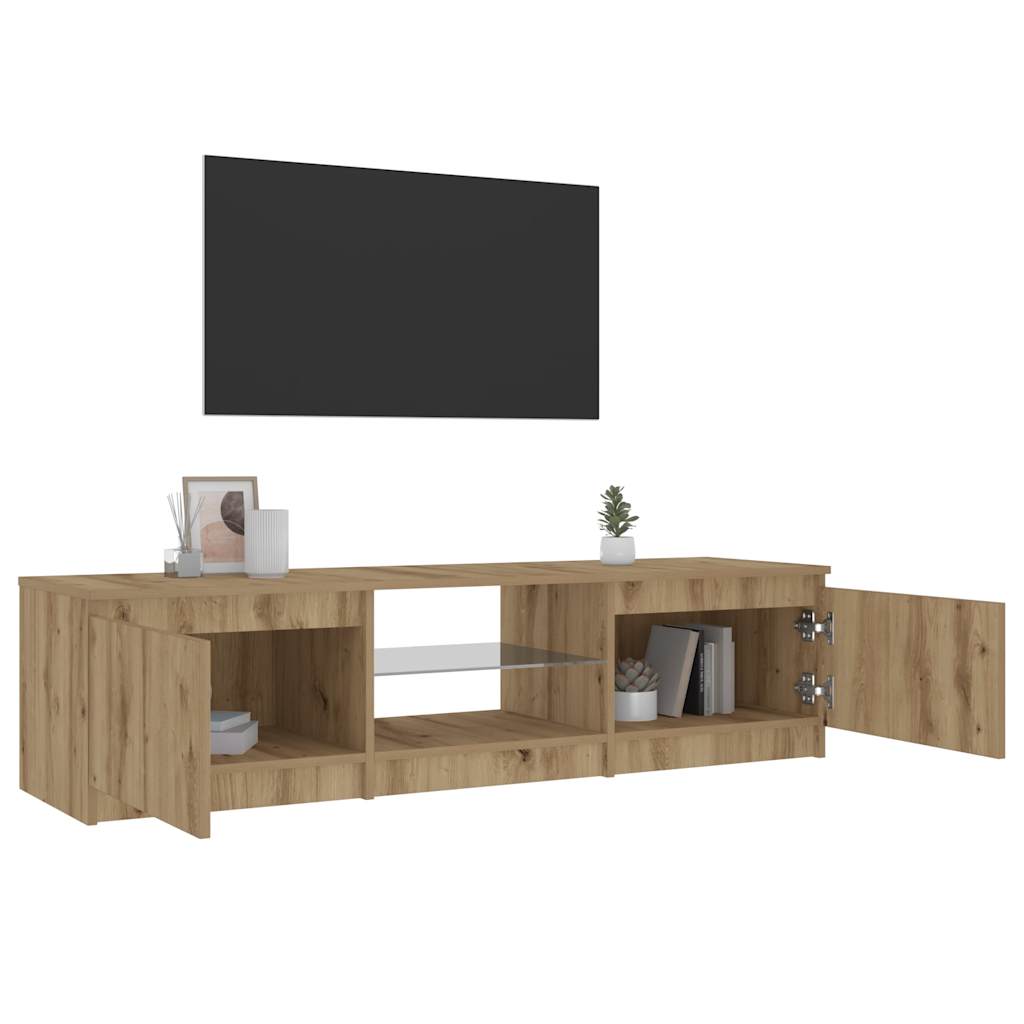 Meuble TV avec lumières LED chêne artisanal bois d'ingénierie Meubles TV vidaXL   