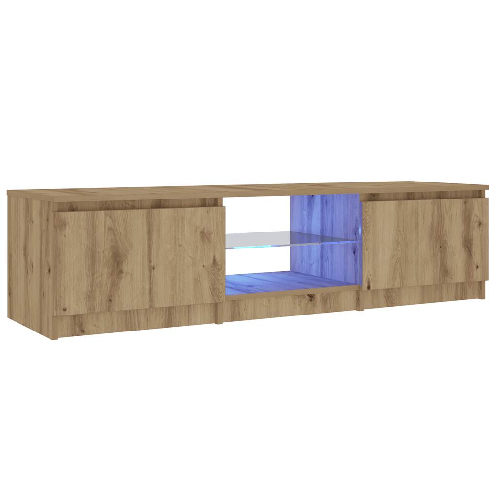 Meuble TV avec lumières LED chêne artisanal bois d'ingénierie Meubles TV vidaXL   