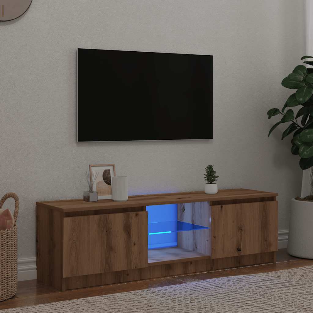 Meuble TV avec lumières LED chêne artisanal bois d'ingénierie Meubles TV vidaXL   