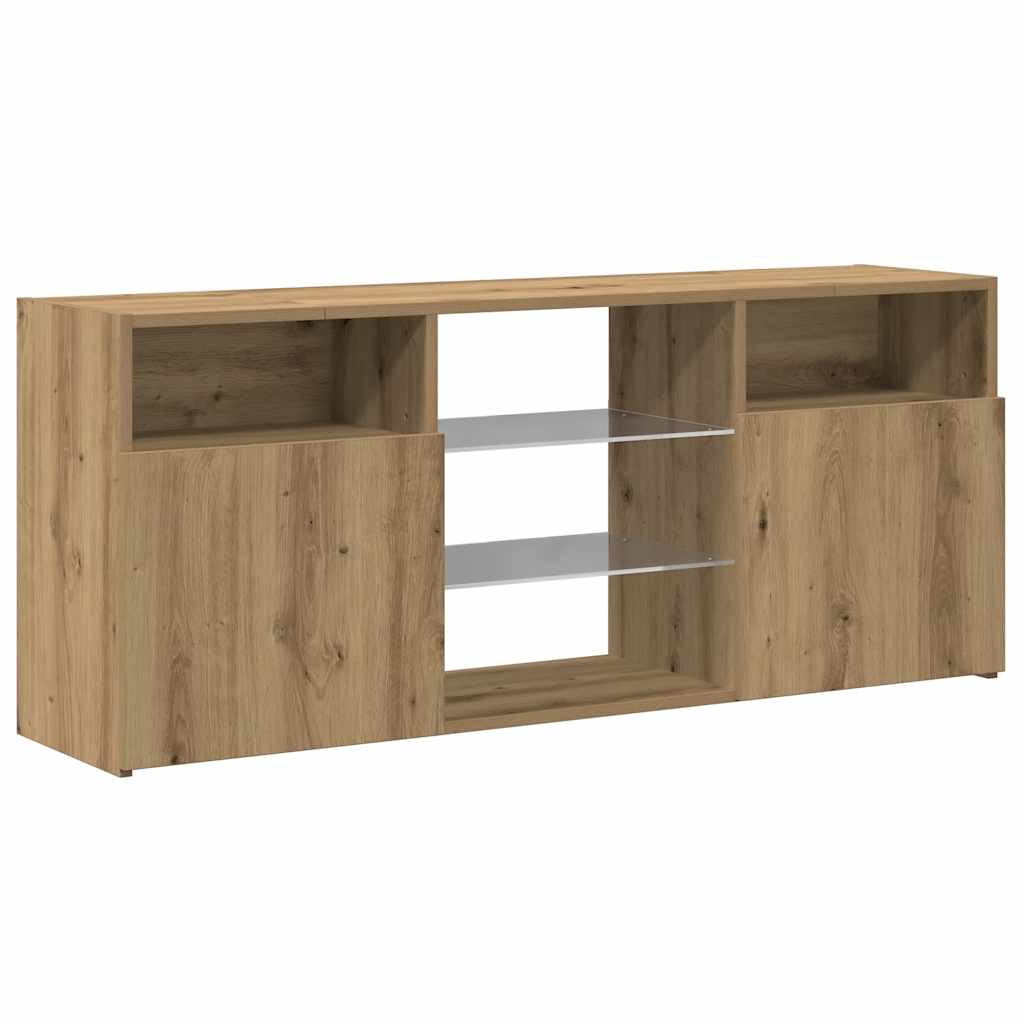 Meuble TV avec lumières LED chêne artisanal bois d'ingénierie - XIOS