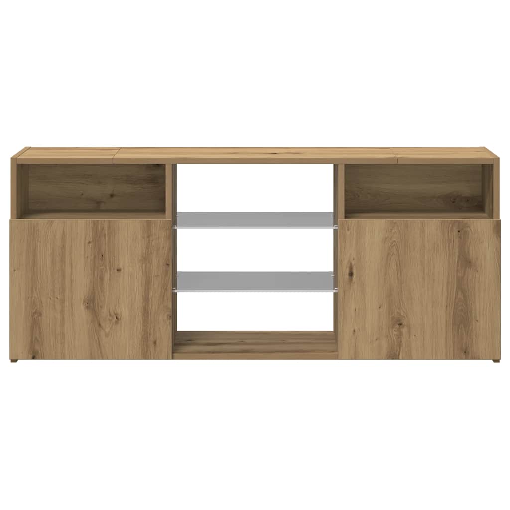 Meuble TV avec lumières LED chêne artisanal bois d'ingénierie - XIOS