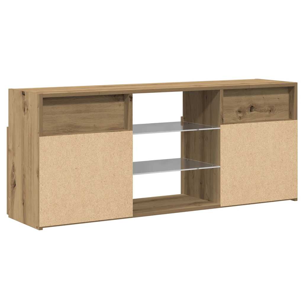Meuble TV avec lumières LED chêne artisanal bois d'ingénierie - XIOS