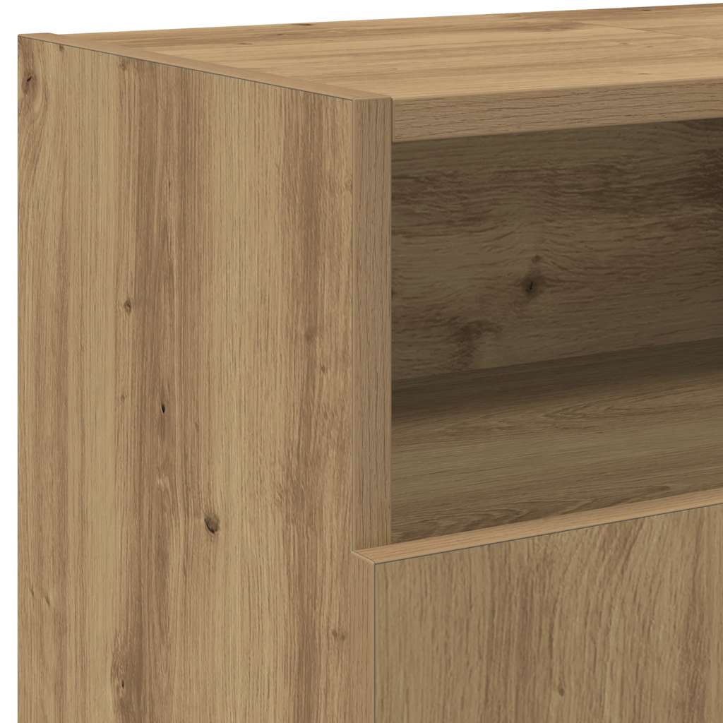 Meuble TV avec lumières LED chêne artisanal bois d'ingénierie - XIOS