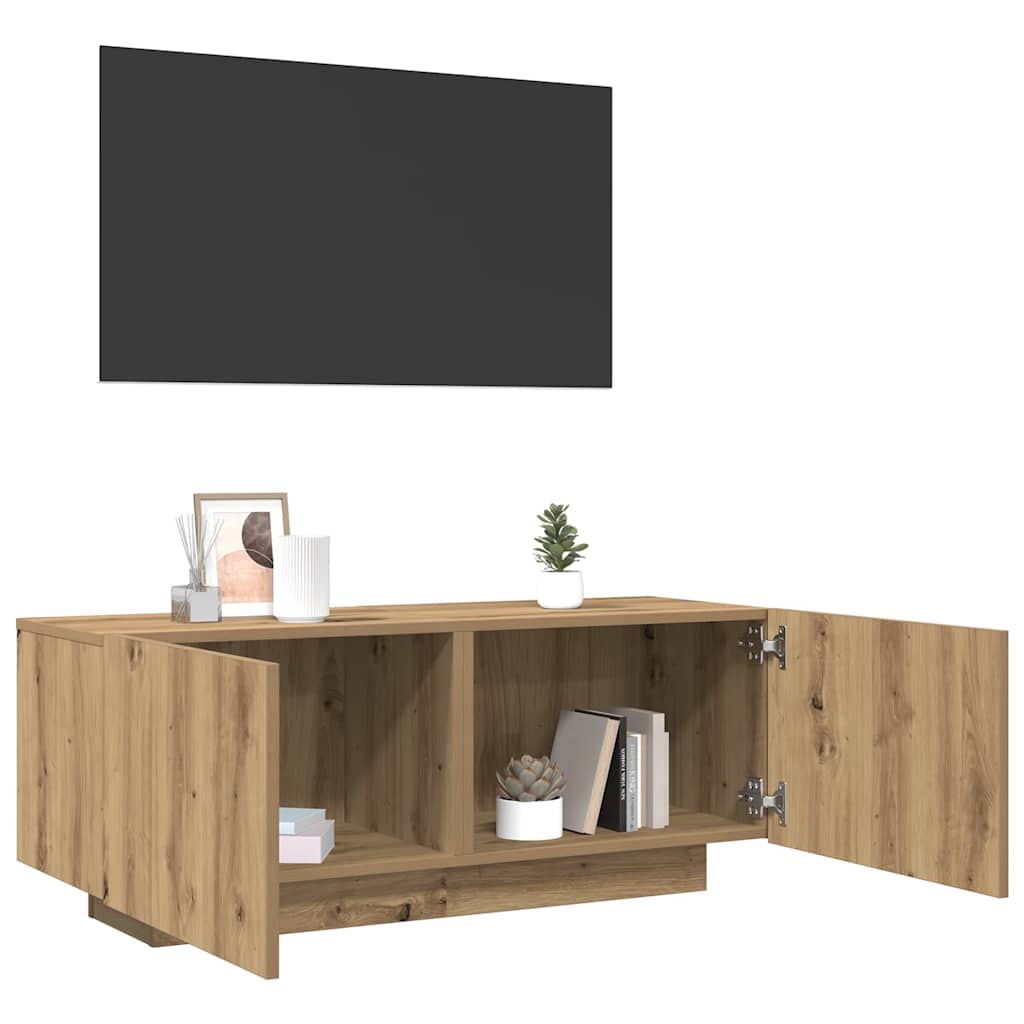 Meuble TV chêne artisanal 100x35x40 cm bois d'ingénierie - XIOS