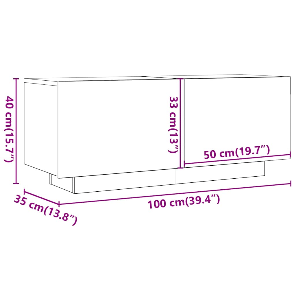 Meuble TV chêne artisanal 100x35x40 cm bois d'ingénierie - XIOS