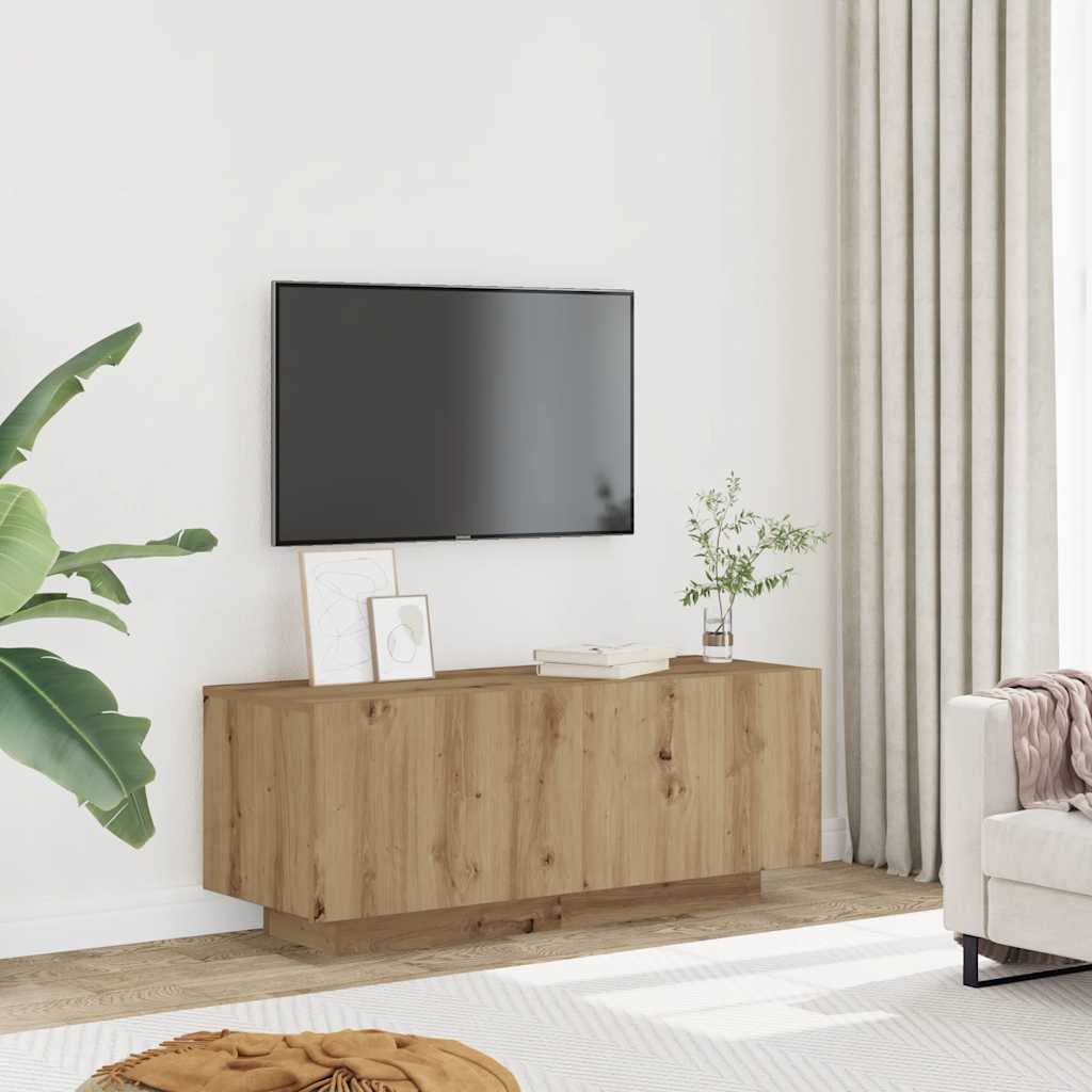 Meuble TV chêne artisanal 100x35x40 cm bois d'ingénierie - XIOS