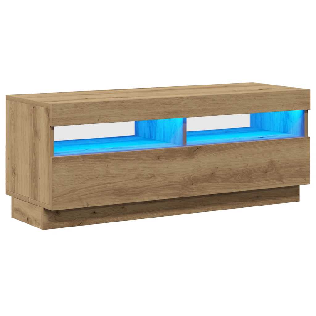 Meuble TV avec lumières LED chêne artisanal bois d'ingénierie - XIOS