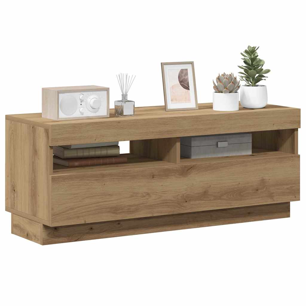 Meuble TV avec lumières LED chêne artisanal bois d'ingénierie - XIOS