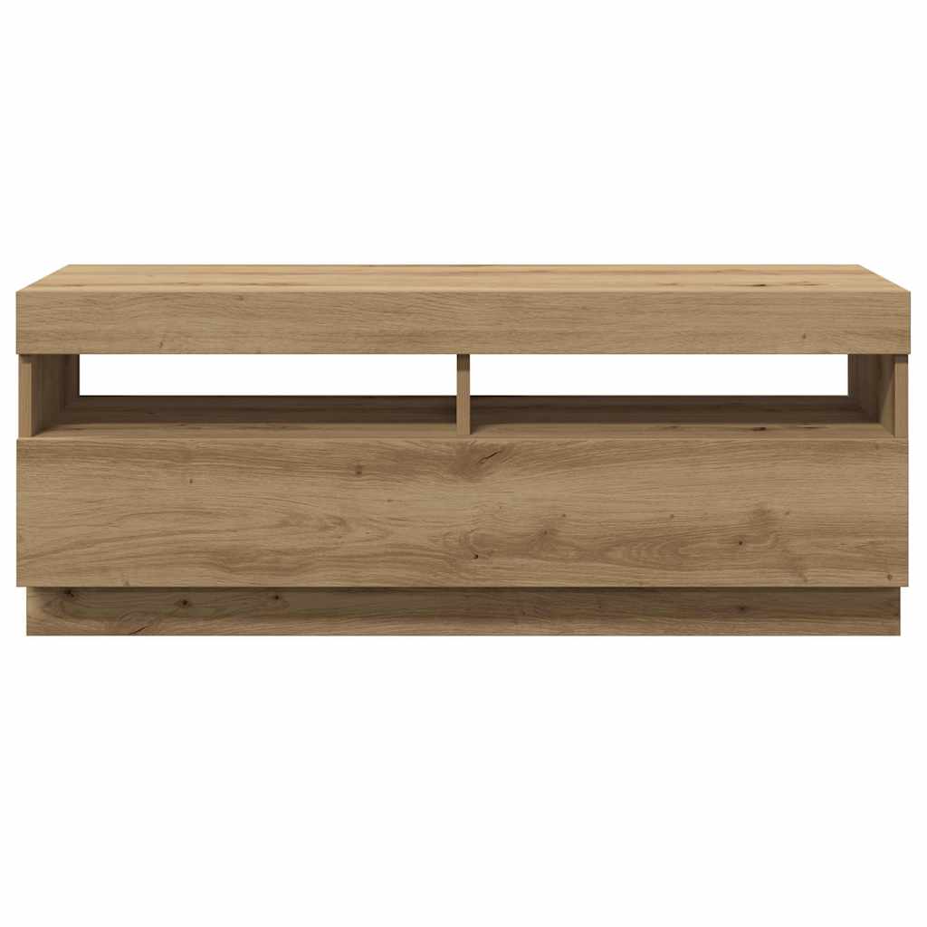 Meuble TV avec lumières LED chêne artisanal bois d'ingénierie - XIOS