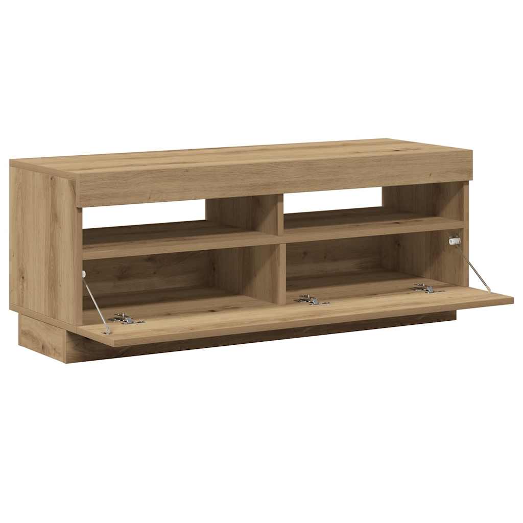 Meuble TV avec lumières LED chêne artisanal bois d'ingénierie - XIOS