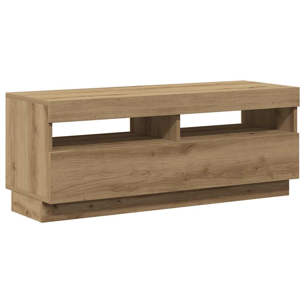 Meuble TV avec lumières LED chêne artisanal bois d'ingénierie - XIOS