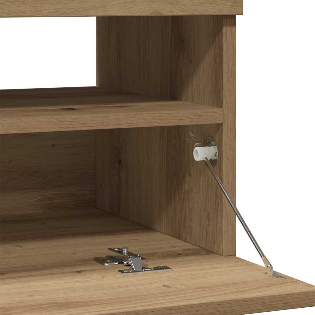 Meuble TV avec lumières LED chêne artisanal bois d'ingénierie - XIOS