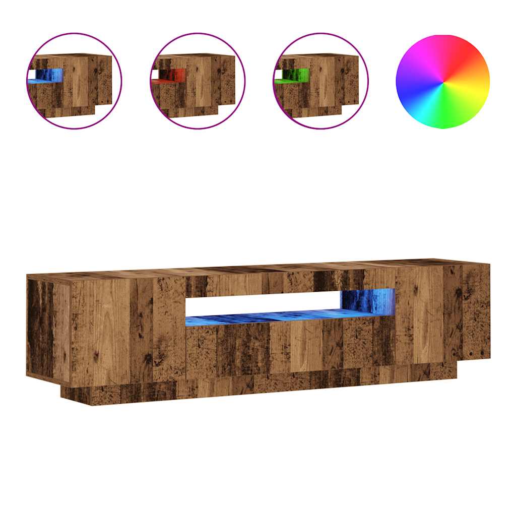 Meuble TV avec lumières LED vieux bois bois d'ingénierie - XIOS