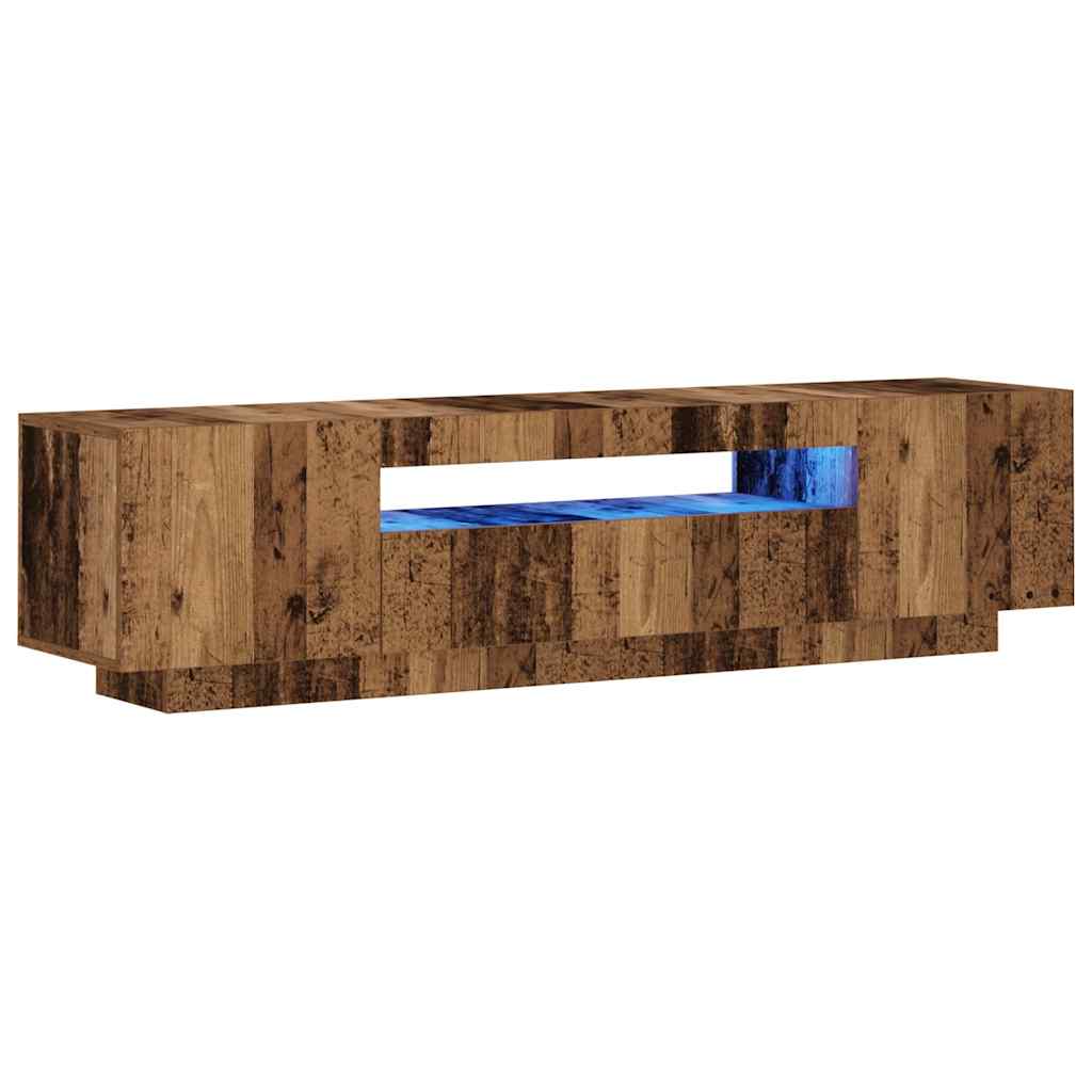 Meuble TV avec lumières LED vieux bois bois d'ingénierie - XIOS