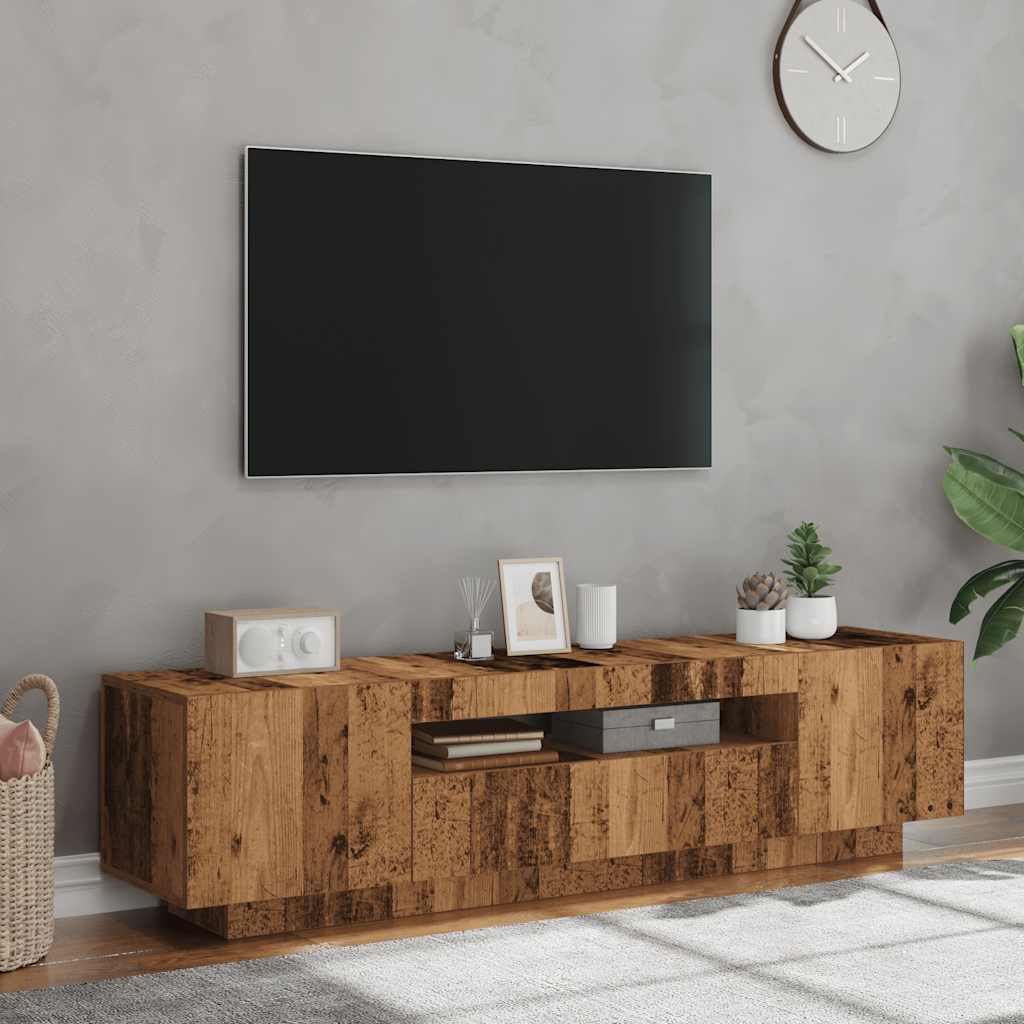 Meuble TV avec lumières LED vieux bois bois d'ingénierie - XIOS