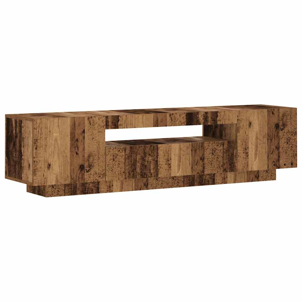Meuble TV avec lumières LED vieux bois bois d'ingénierie - XIOS