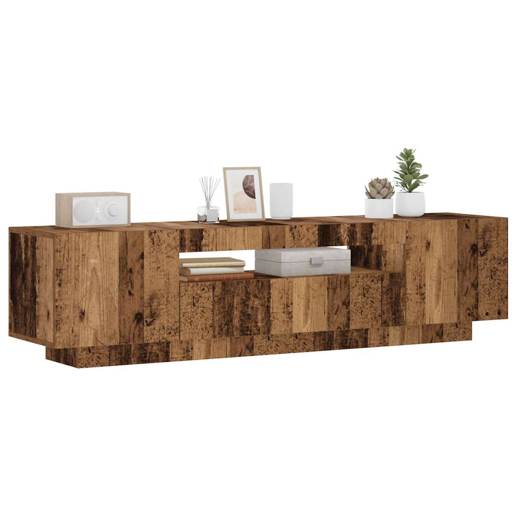 Meuble TV avec lumières LED vieux bois bois d'ingénierie - XIOS