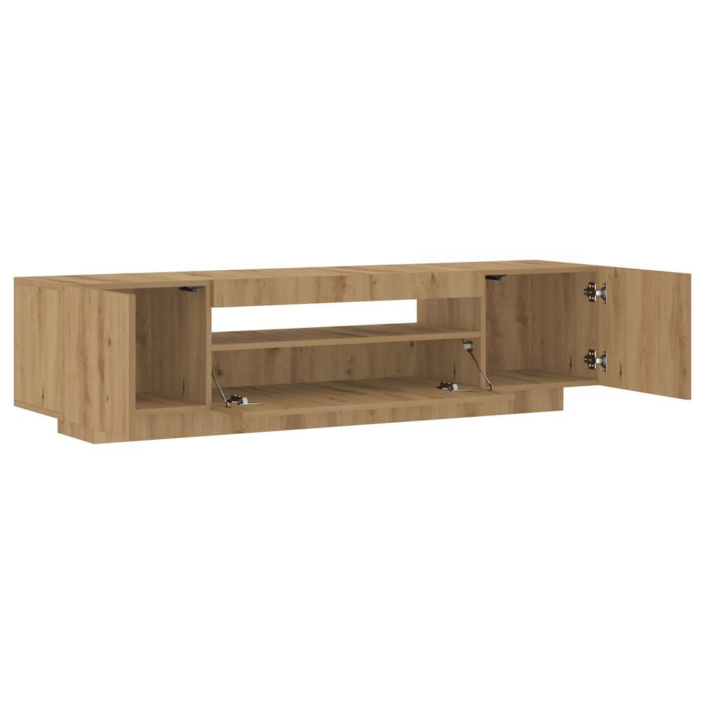Meuble TV avec lumières LED chêne artisanal bois d'ingénierie - XIOS