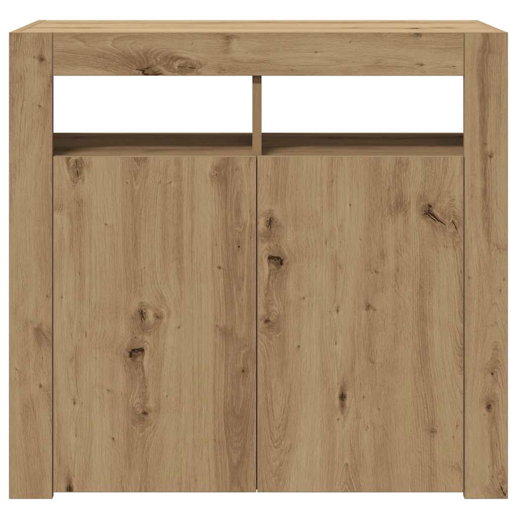 Buffet avec lumières LED chêne artisanal bois d'ingénierie - XIOS