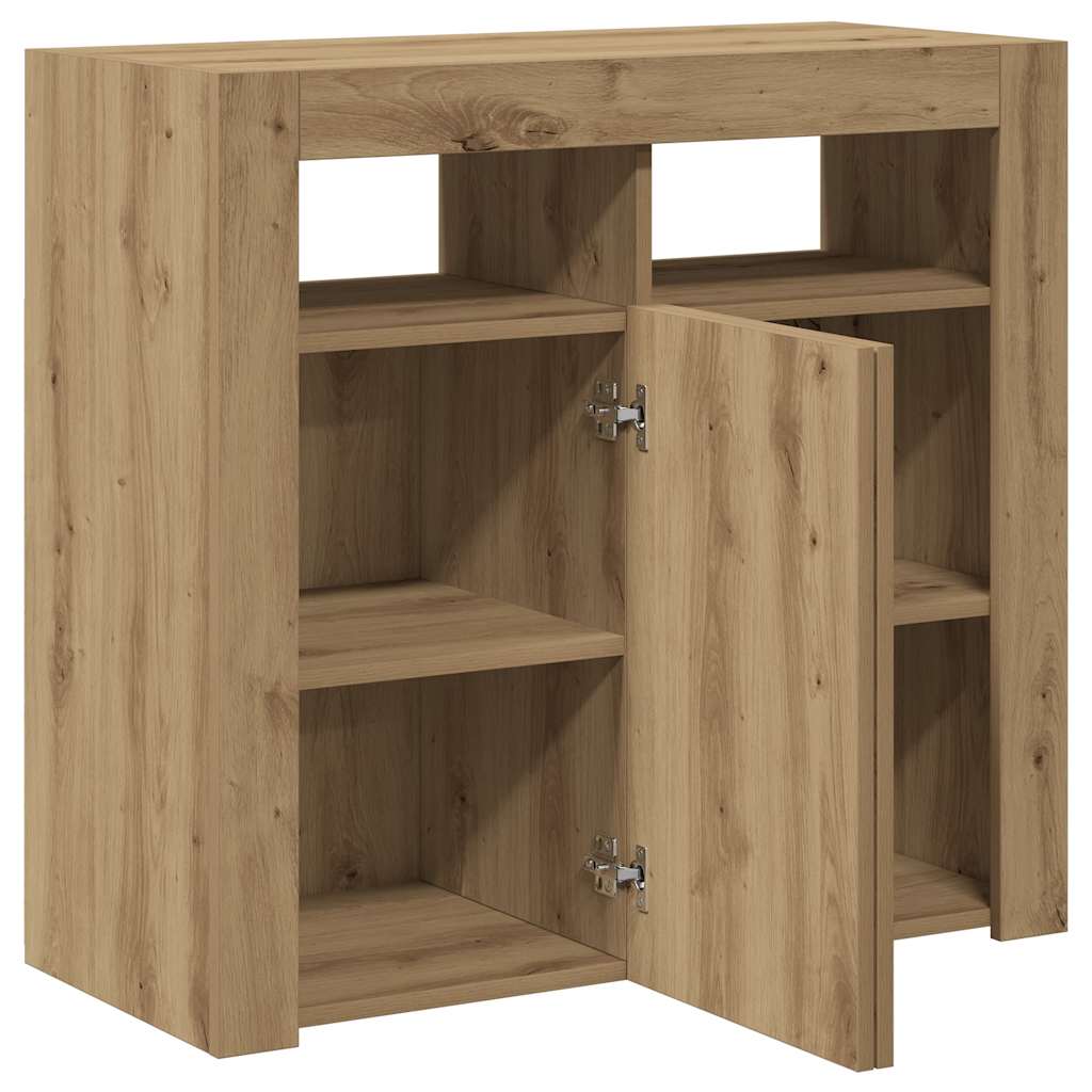 Buffet avec lumières LED chêne artisanal bois d'ingénierie - XIOS