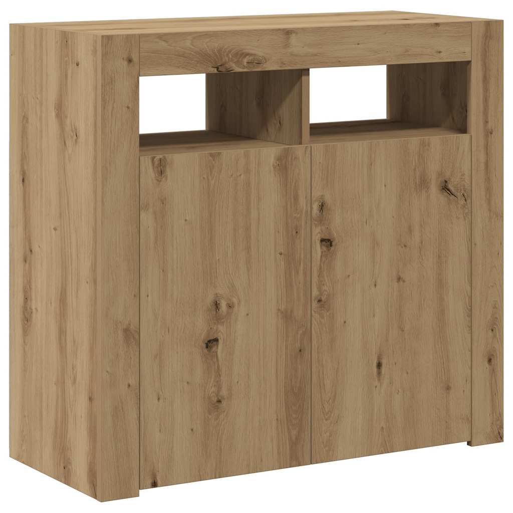 Buffet avec lumières LED chêne artisanal bois d'ingénierie - XIOS